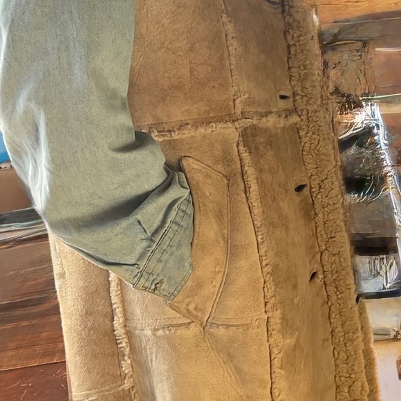 VINTAGE  LAMBS WOOL  FULL LENGTH  VEST  in need of some TLC  size  L - Picture 3 of 13